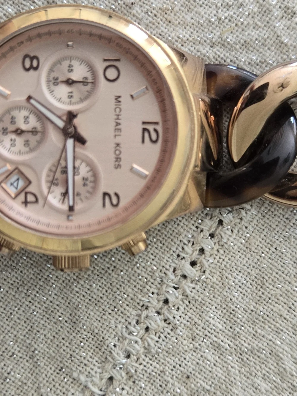 Michael Kors Rose Gold Tone Chain Link Chronograph Watch